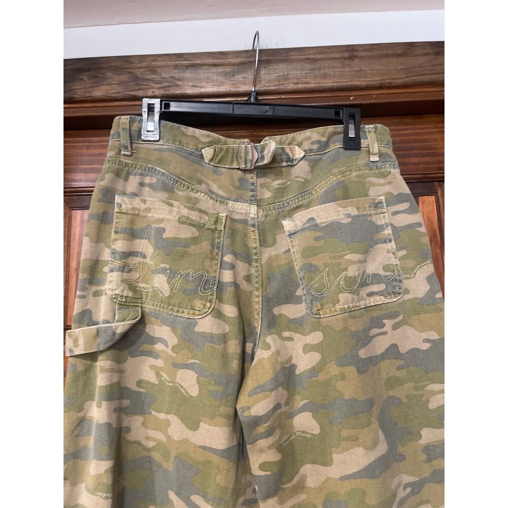 Camo Wide Leg Jeans - Olive Green Flare UK12/US8 - Picture 4 of 8